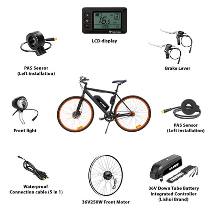 36V250W 26"/28" Front E-Bike Conversion Kit + 36V15.6Ah HL Plus Battery