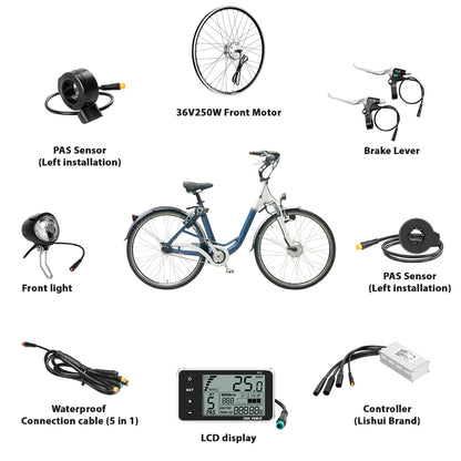 36V250W 24"/26"/27.5"/28" Front E-Bike Conversion Kit