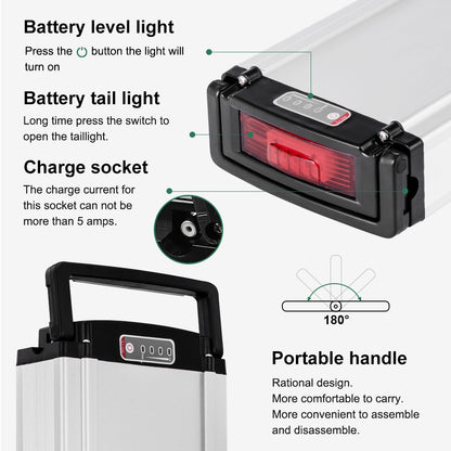 36V10.4Ah E-Bike Li-ion Rear Battery