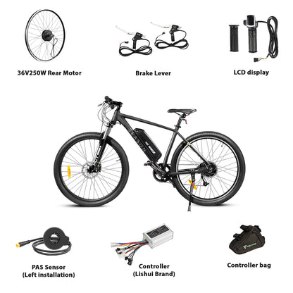 36V250W 26"/28" Rear Ebike Conversion Kit for Freewheel Non waterproof