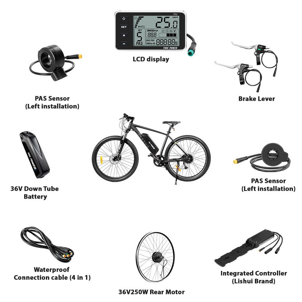 36V250W 26"/28" Rear E-Bike Conversion Kit for Freewheel with 36V13Ah HL1 Battery