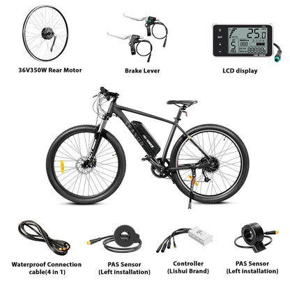 36V350W26"/27.5"/28" Rear E-Bike Conversion Kit for Freewheel