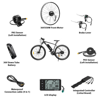 36V350W 26"/27.5"/28" Rear E-Bike Conversion Kit for Cassette with 36V13Ah HL1 Battery