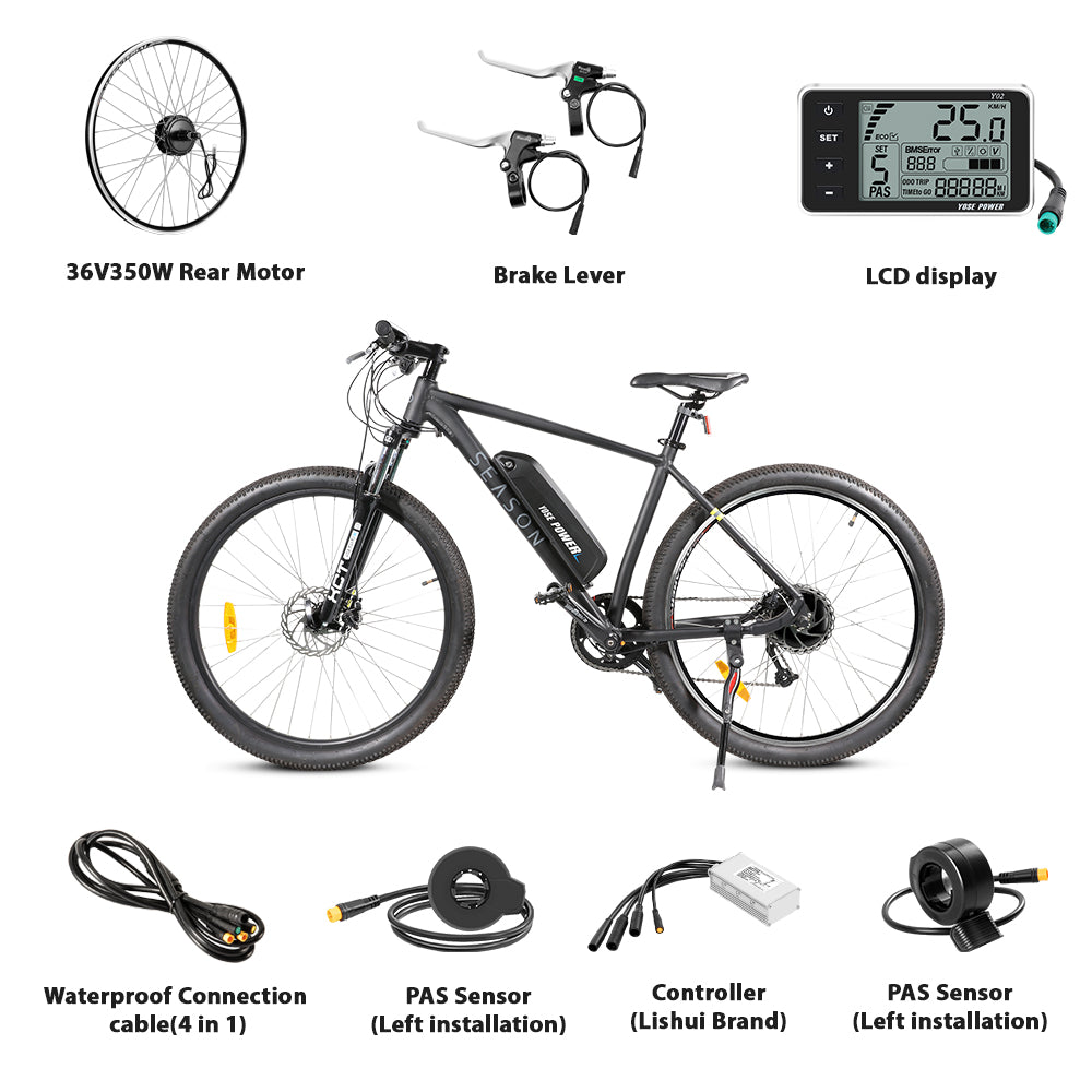 36V350W26"/27.5"/28" Rear E-Bike Conversion Kit for Cassette