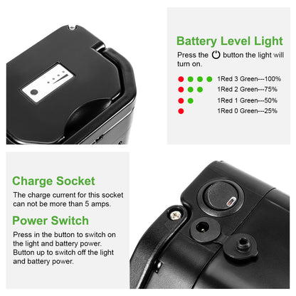 36V10Ah Seat Tube Li-ion E-bike Battery for Ansmann, Heinzmann