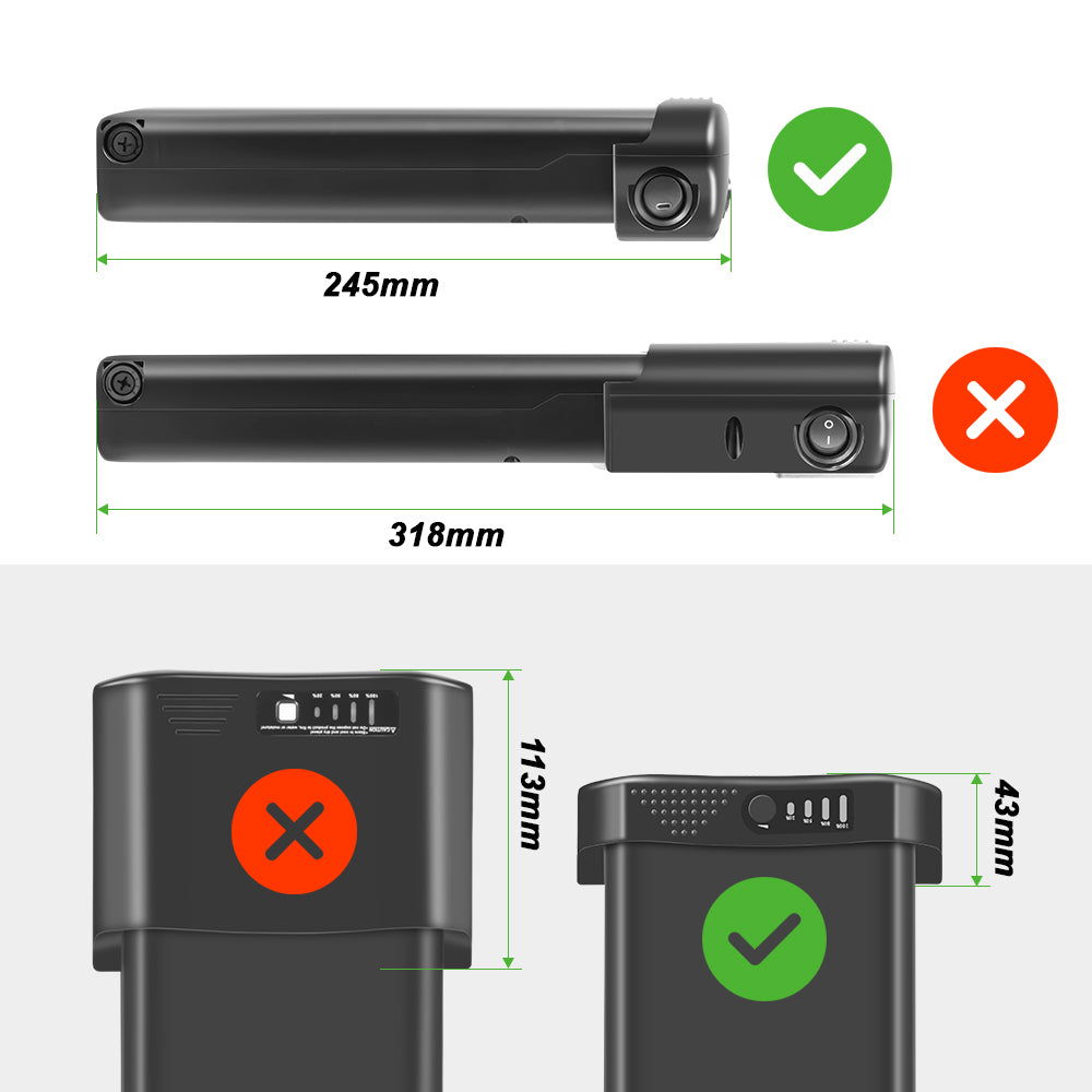 24V10.4Ah Lithium-ion Rear E-Bike Battery Pack without Original Battery Shell