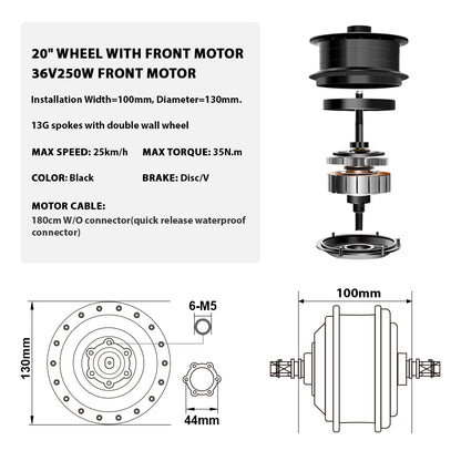 36V250W 20" Front E-Bike Conversion Kit