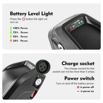 36V15.6Ah/36V17.4Ah/48V13Ah HL1-2 Hailong Down Tube Lithium-ion E-bike Battery